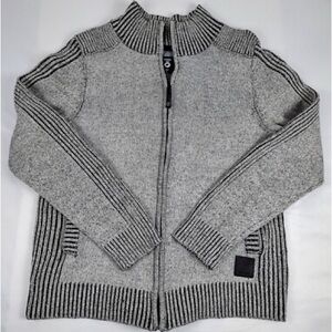 G Fried Denim NYC Mens Knit Cardigan Sweater Jacket Full Zip Gray